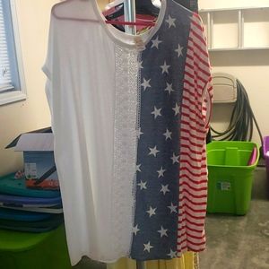 7th Ray Women's Red White and Blue Summer shirt